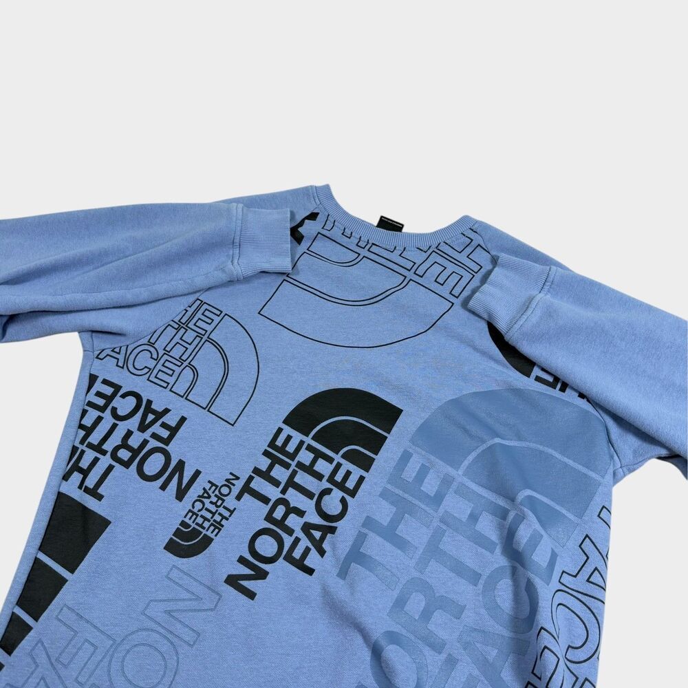 The North Face Womens Large Blue AOP Jumbo All Over Print Logo Sweatshirt Crew L - Picture 10 of 10